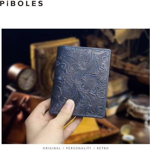 Portable Genuine Leather Men Wallet Handmade Cowhide Short Wallets Retro Credit Card Hodler Coin Purse Photo Slot Pocket