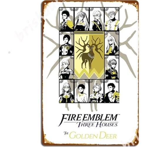 Fire Emblem Three Houses Golden Deer Print Metal Signs pub Club Bar Printing Plates Tin sign Posters