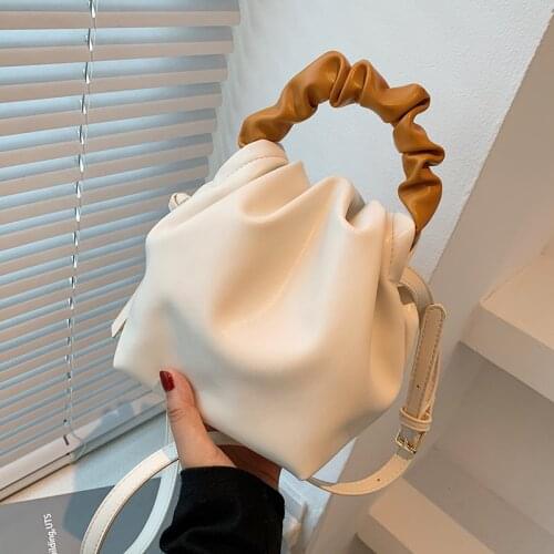 Luxury Brand Small PU Leather Soft handle Bucket Shoulder Crossbody Bag for Women 2021 Winter Trends Handbag and Purses