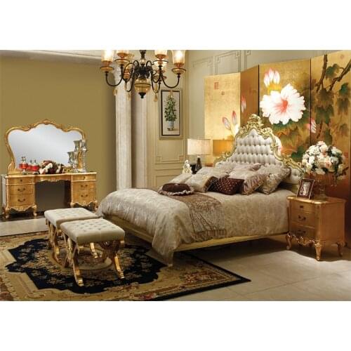 Luxury Classic King Size Wooden Royal French Style Barocco Bedroom Furniture Set Комплект мебели для спальни GH211