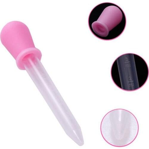 Pink/blue 5ML Clear Small Silicone Plastic Feeding Medicine Liquid Eye Ear Graduated Pipette Dropper For School Lab Supplies