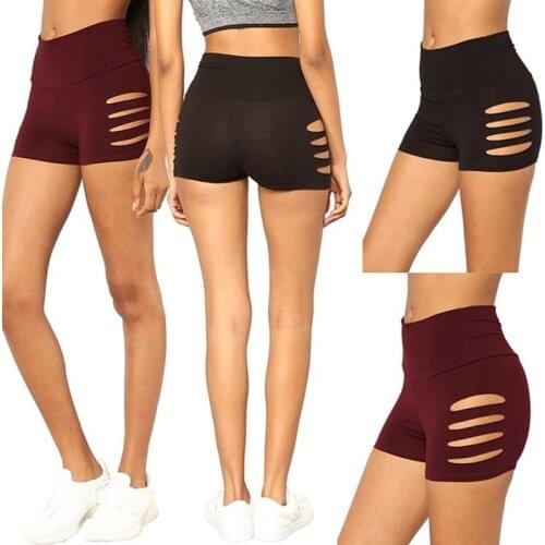 Sexy Shorts Summer Hollow Out Shorts Elastic Waist Athleisure Shorts Women Black Mid Waist Sporting Shorts