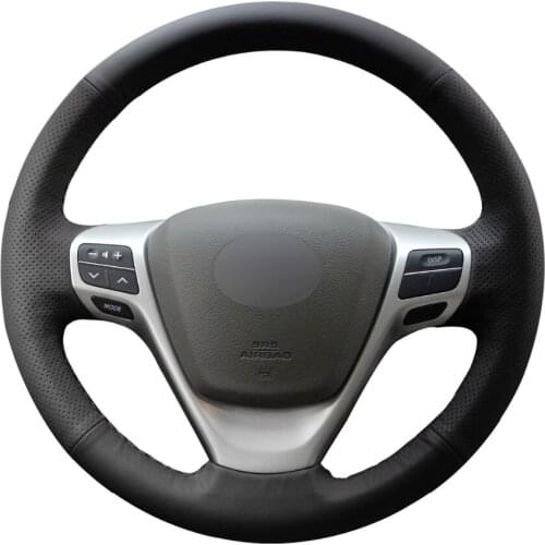 Hand-stitched DIY Black PU Artificial Leather Car Steering Wheel Cover for Toyota Verso EZ Avensis Accessories