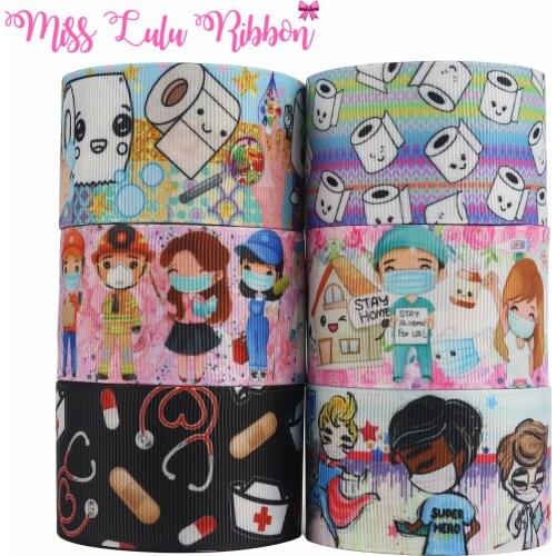 16mm-75mm Toilet Paper Printed FOE Grosgrain Ribbon DIY Hair Bowknots 50yards/roll