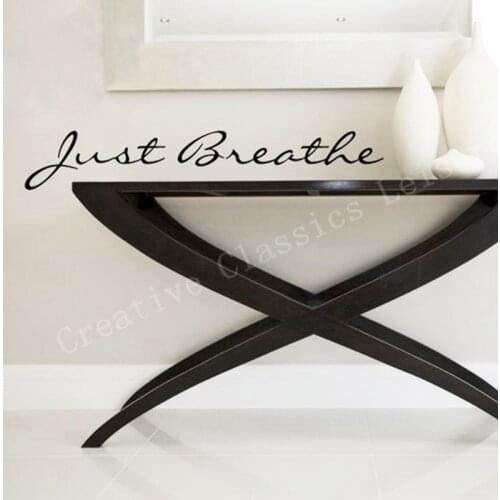 Just Breathe vinyl Wall decal ,Vinyl Lettering words graphics bathroom wall decor motivation decal ,F2080