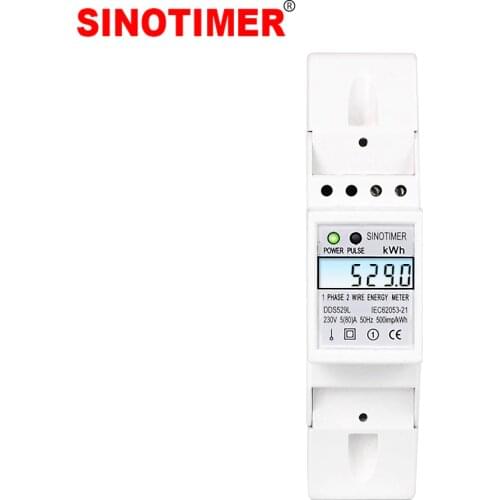Residential 2 Wire Single Phase Din Rail Energy Meter Electric KWH Meter with Backlight AC 230V 5-80A For Saving Power Energy