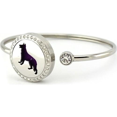 10pcs/lot 25mm Stainless Steel Animal love dog cat Aroma Essential Oil Diffuser Perfume Locket Bangle