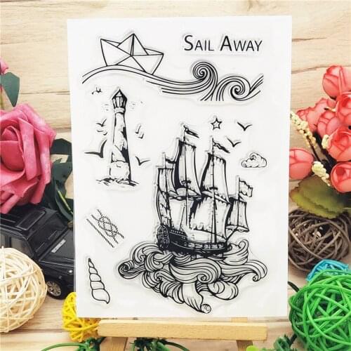 11x16CM Sailing Sea Transparent Seal Clear Stamps Silicone Seal Roller Stamps DIY Wedding Scrapbook Album Card Christmas