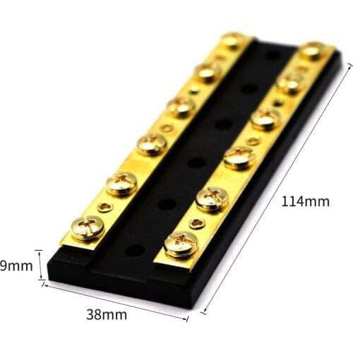 2pcs 32V 60A Dual Row 12 Positions Brass Bus Bar Terminal Block for Marine Boats Car