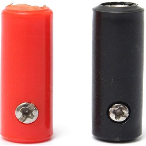 2PCS Copper Silicone Insulated In Line Banana Female Jack Socket Converter Adapter Plug Connector Red Black