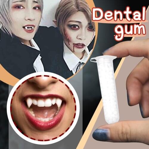 3pcs Scary Halloween Vampire Teeth Tooth Costume Props Denture Modification Temporary Filling Gutta-percha Party Zombie Dentures