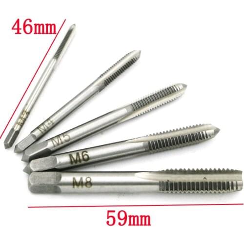 5PCS/Set HSS M3 M4 M5 M6 M8High Speed Steel HSS6542 Spiral Tip Tap Machine Hand Thread Tap Positioning Tap Bit