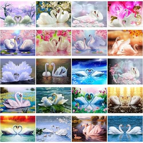 DIY 5D Diamond Painting Swan Animal Full Round Square Drill Mosaic Cross Stitch Diamond Embroidery Picture Rhinestone Home Decor
