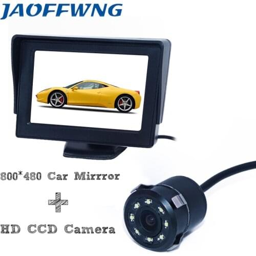 Wire auto car rear reversing camera bring 8 led lights with plastic shell material car parking monitor for universal car