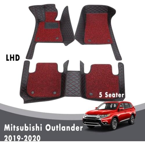 Car Floor Mats For Mitsubishi Outlander 2020 2019 5 Seater Luxury Double Layer Wire Loop Carpets Custom Car Accessories Foot Pad