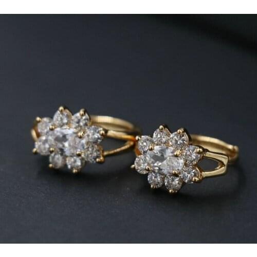 BPPCCR Gold Color 8 Prongs Perfect Cut Cubic Zirconia Crystal stud earrings Women Jewelry Drop Shipping Pendientes brincos