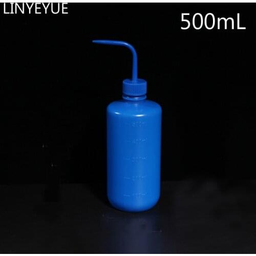 LINYEYUE 500ml Blue Plastic Blow Washing bottle Tattoo Wash Squeezy Laboratory Measuring Bottle