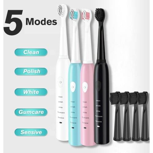 Camfutr Ultrasonic Sonic Electric Toothbrush USB Charge Rechargeable Tooth Brushes Washable Electronic Whitening Teeth Brush