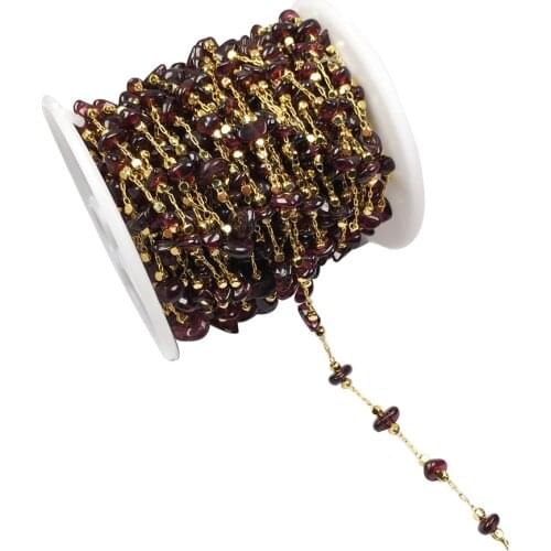 1 Meter Gold-Color Chain, Black Agate Garnet 4-8mm link for Making DIY Fashion Necklaces Bracelet Anklet Accessories