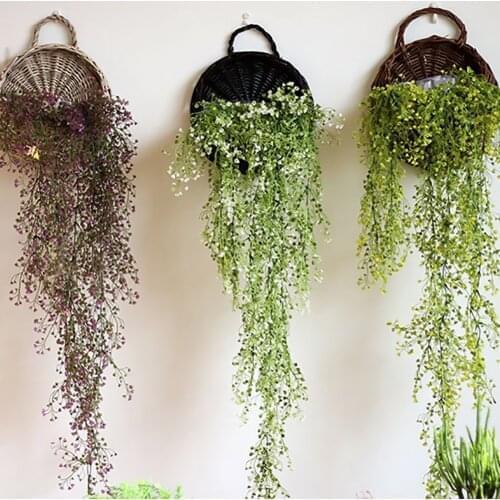 Flower Planter Wall Hanging Wicker Rattam Basket Hanging Plant Planting Flower Pot Storage Laundry Basket Cesta Mimbre Home Gar