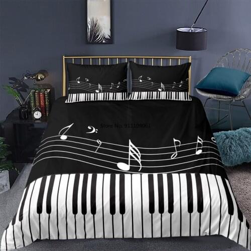 Piano Music Note Pattern 3d Bedding Set Duvet Cover Pillowcase for Adults Kids Colorful Home Textiles Bedspread Queen King Size