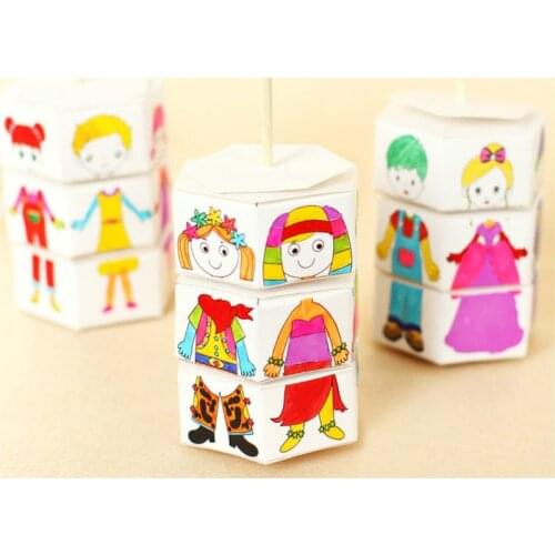 Children Rotating Dress Up Watercolor DIY Handmade Material Pack Craft Toy Painted Coloring Filling Clothes Graffiti Kids Toys