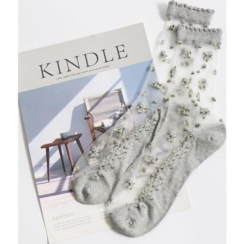 DHL or fedex 200Pairs/lot Breathable Ultra Thin Socks Summer Women Transparent Lace Crystal Rose Flower Elastic Short Socks