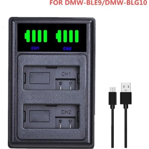 DMW-BLG10 BLG10 BLG10E DMW-BLE9 Battery LCD Dual USB Charger for Panasonic LUMIX GF5 GF6 GX7 LX100 GX80 GX85