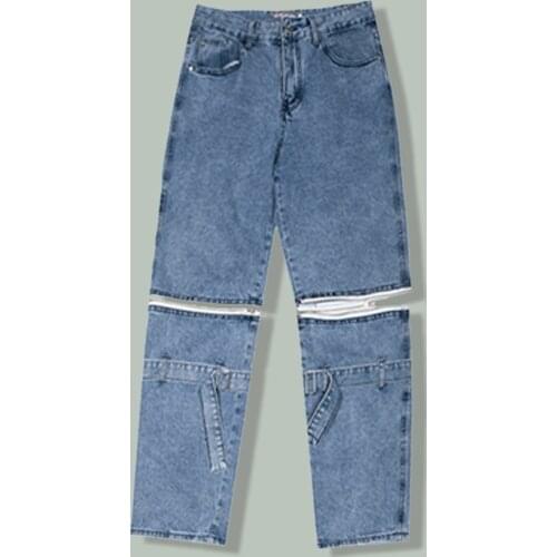 Removable Trouser Legs Water Wash Jeans Men Hip Hop Retro Streetwear Loose Wide Leg Pants 2021 Autumn Oversized Joggers Trousers