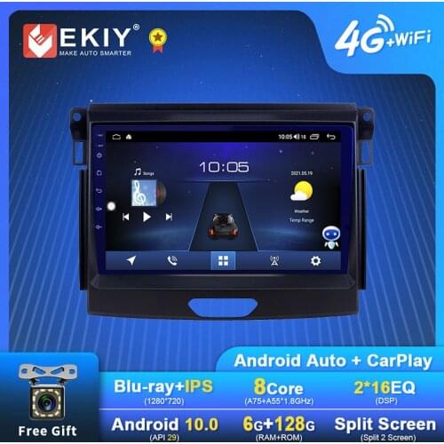 EKIY Android Car Radio For Ford Everest Ranger 2015 - 2018 Navigation GPS 1280*720 DSP Carplay Multimedia Player Auto Stereo DVD