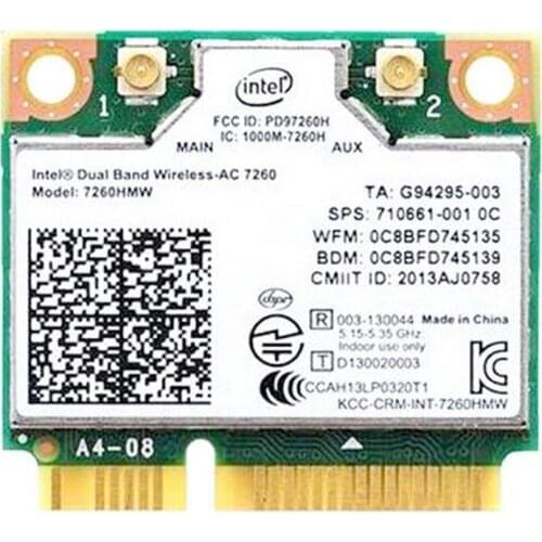 Intel Dual Band Wireless-AC 7260 Wifi & Bluetooth 4.0 Card 7260NGW ,sps 710661-001
