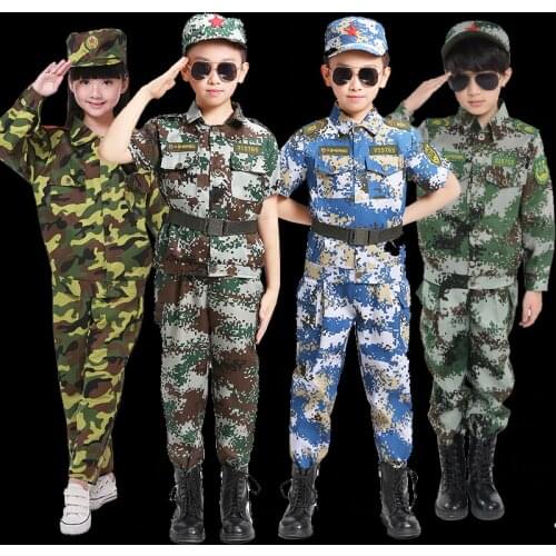 Children Amy Military Uniform Kids Camouflage Uniform Boy Military Training Clothing Tracksuit Soldiers Police Cospaly Costume