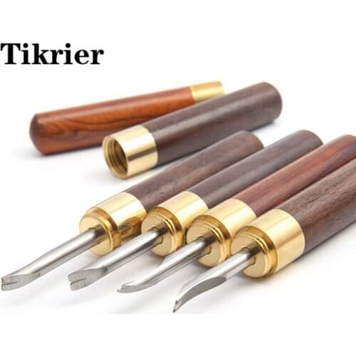 Tikrier leather edger DIY Handmade Leather Skiving Craft Work Tools Sharp Die Steel Ebony Handle Cutter Edgers 6sizes 2021 new