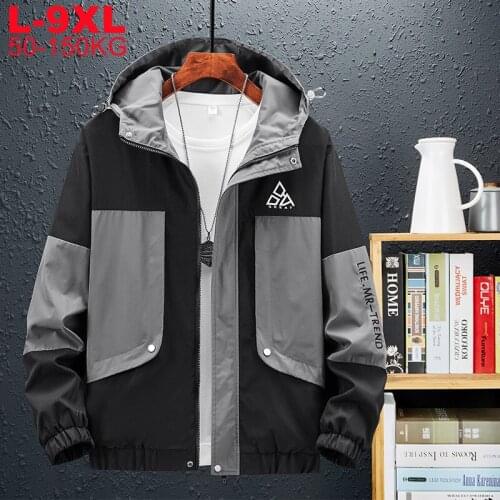 Big Size 9xl 8xl 7xl 6xl 5xl Hooded Jackets Men Autumn Fashion Trend Streetwear Oversized Mens Hip Hop Windbreaker Coats Male