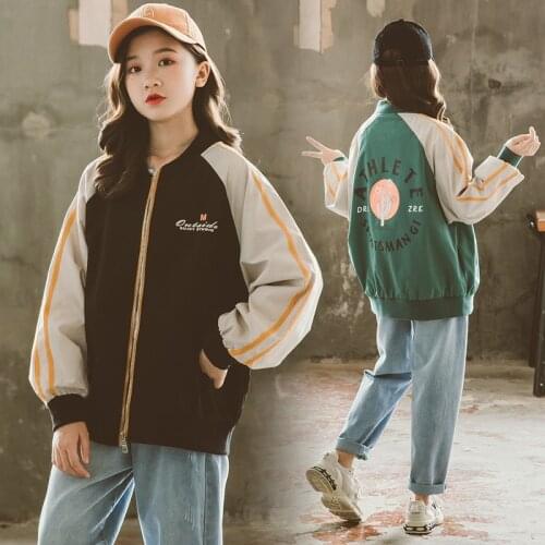 Teen Girls Zipper Jackets 2021 New Spring Autumn Casual Tops 10 12 years old