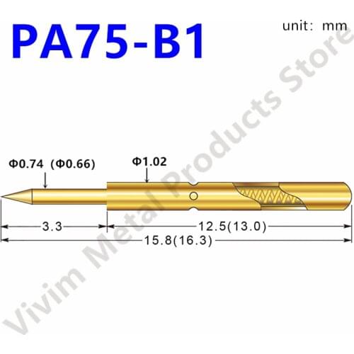 Brass Spring Test Probe PA75-B Durable Brass Test Probe Sleeve Length 27.8mm Household Convenient Gold Plated Test Tool 100 PCS