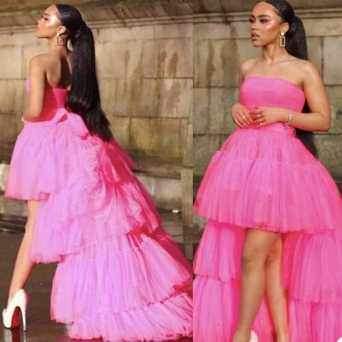 Summer Maternity Robes For Photo Shoot Custom Made Strapless Lace Tiered Ruffled Maternity Dresses Hi-Lo Maternity Gowns