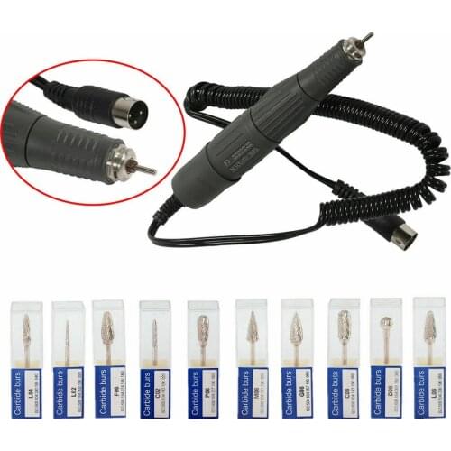 Dental Lab Jewelry 45K RPM R/M Micromotor Polishing Plastic Handpiece Twist Type Chuck & Carbide Burs 2.35mm Fit Marathon