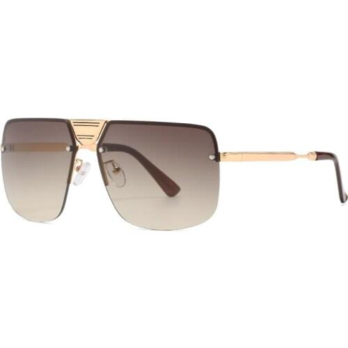 Vintage Oversized Square Rimless Sunglasses Men 2021 Luxury Brand Design Travel Driving Metal Sun Glasses For Male Goggle UV400