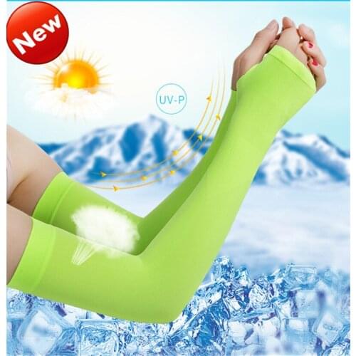 Men green Pure Color Arm Sleeve Sport Running Cycling Golf Fishing Fingerless Arm Warmers Women Ciclismo Basketball Cuff Sleeves