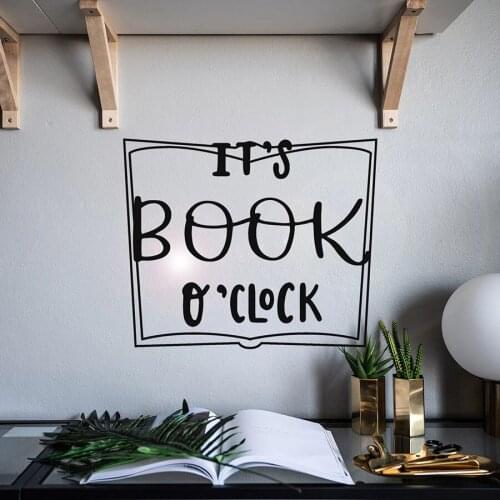 Wall Decal Words Phrase Its Book O'clock Vinyl Window Stickers Library Bookshop Reading Room Interior Decor Creative Mural M537