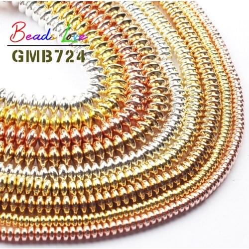 Natural Rose Gold Silver Plated Hematite Stone Rondelle Spacer Beads for Jewelry Making 4 6 8mm Diy Bracelet Wholesale 15 Inches