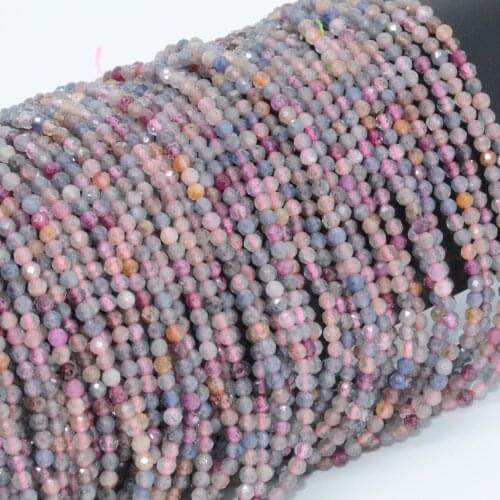Natural Sapphire + Ruby Faceted Round Beads 2.2mm - From Sir Lanka