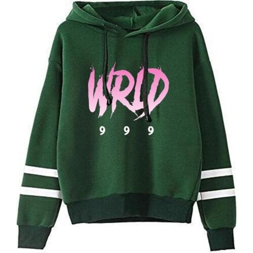New Long Sleeve Hoodies Juice WRLD Hoodie Pocketless Bar Mens Womens Sweatshirt Autumn Street Wear Boy Girl Green Sportswear