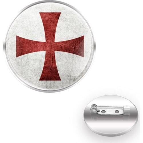 Новый год подарки на новый год Knights Templar Brooches Decoration Collar Pin Glass Convex Dome Women Men Accessories Gift