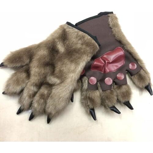 Werewolf Orangutan Wool Material Gloves Halloween Decoration Makeup Stage Performance Horror Tricky Props Bear Paw Glove