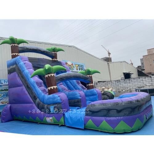 Purple Palm Tree Water Slide China Lake Adults Commercial Cheap Big Inflatable Park for Sale Backyard Water Slides Adult Games
