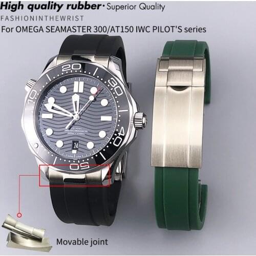 20mm Rubber Silicone Watchband For Rolex Submariner Strap IWC Pilot Mark 17 Mark 18 Watch Omega Seamaster 300 Watch Sport Strap