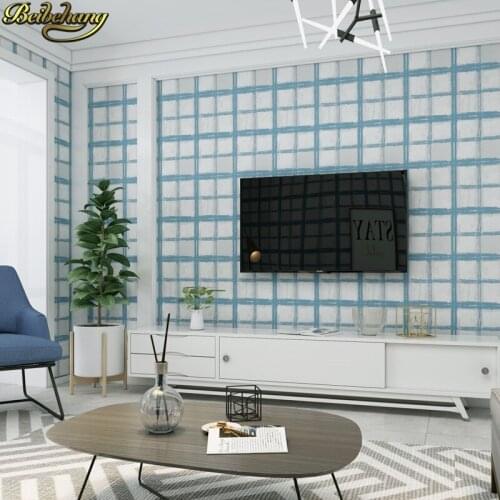 Beibehang Self-adhesive wallpaper modern minimalist blue powder gray field word lattice bedroom living room background wallpaper