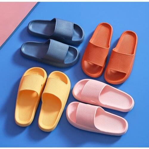 Women Thick Platform Slippers Summer Beach Eva Soft Sole Slide Sandals Leisure Men Ladies Indoor Bathroom Anti-slip Shoes